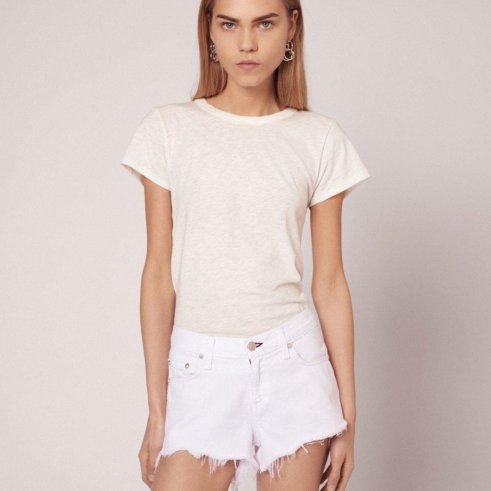Rag & Bone White Denim Frayed Hem Cut-Off Jean Shorts Size 24